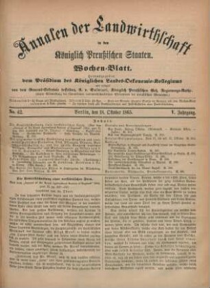 No. 42. Berlin, den 18. Oktober 1865. V. Jahrgang.