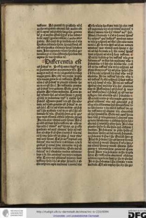 Postquam autor superius in parte precedenti posuit acceptiones differentie [..], hic consequenter determinat de ipsa differentia magis propria sic eam diffiniens...