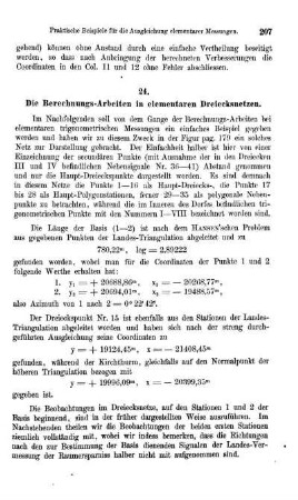 Artikel 24. Die Berechnungs-Arbeiten in elementaren Dreiecksnetzen.