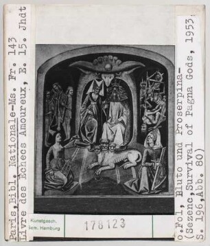 Paris, Bib. Nat.: MS fr. 143 (Livre des Èchecs Amoureux): Pluto und Proserpina. Ende 15. Jhd.