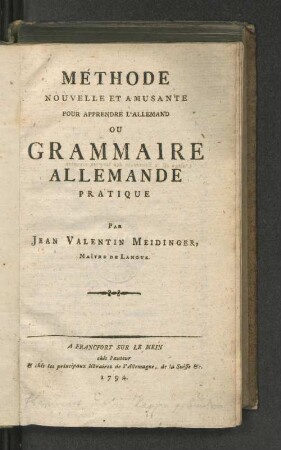 Méthode Nouvelle Et Amusante Pour Apprendre L'Allemand Ou Grammaire Allemande Pratique