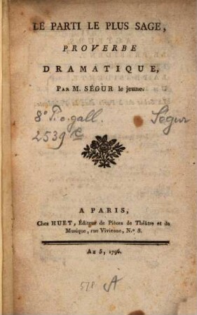 Le parti le plus sage : proverbe dramatique