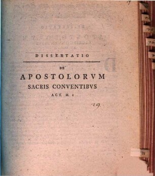 Diss. de apostolorum sacris conventibus, Act. II. 1.