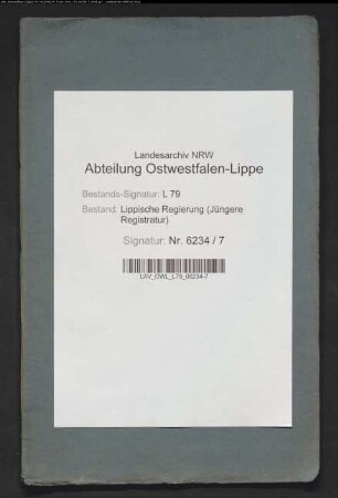 Stammrolle des Amts Oerlinghausen (Aushebungsbezirk Lage, ab 1879 Lemgo), Bd. 1