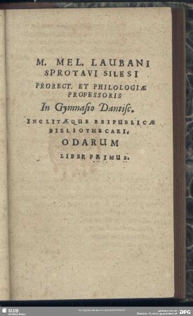 ... Odarum Liber Primus