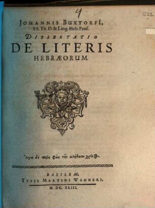 Diss. de literis Hebraeorum