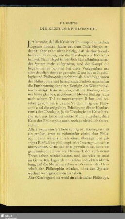 III. Kapitel. Die Krisis Der Philosophie