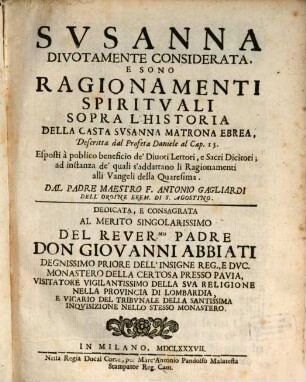 Susanna divotamente considerata