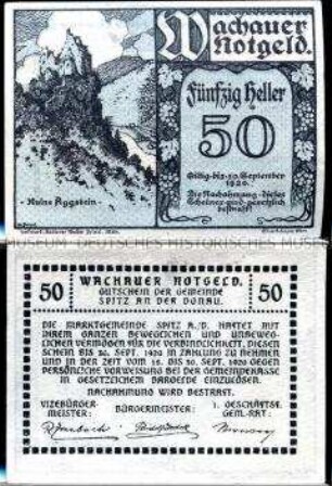 Spitz. Wachau, Niederösterreich 50 Heller