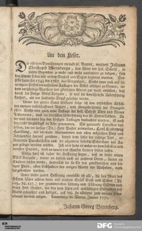 An den Leser.