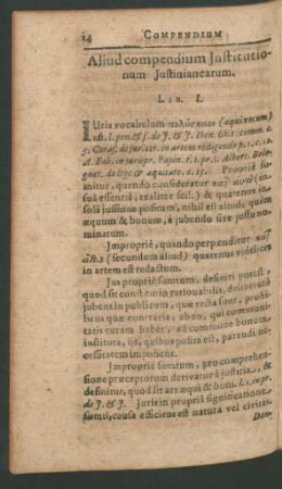 Aliud compendium Justitutiionum Justinianearum.