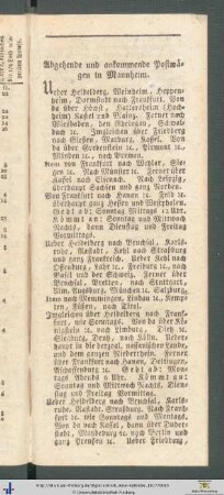 Abgehende und ankommende Postwägen in Mannheim.