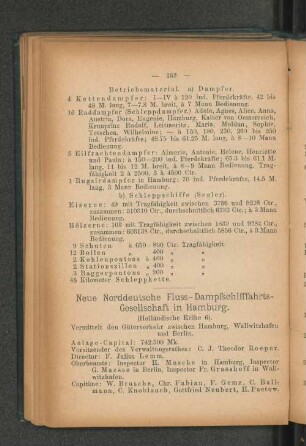 Neue Norddeutsche Fluss-Dampfschifffahrts-Gesellschaft in Hamburg.