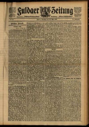 Erste Ausgabe vom Samstag, den 25. Mai 1907.