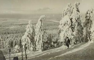 Erzgebirge im Winter. Blick vom Kahleberg nach Norden