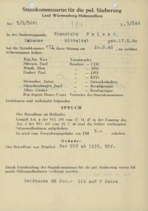 Faisst, Franciska