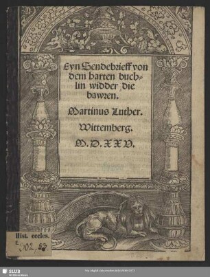 Eyn Sendebrieff von dem harten buchlin widder die bawren