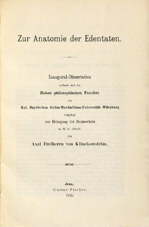 Zur Anatomie der Edentaten