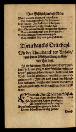 Wie der Theurdanck den Unfalo/ umb seiner Mißhandlung willen/ von ihm jagt.