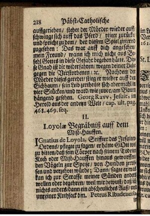 II. Loyolae Begräbniß auff dem Mist-Hauffen