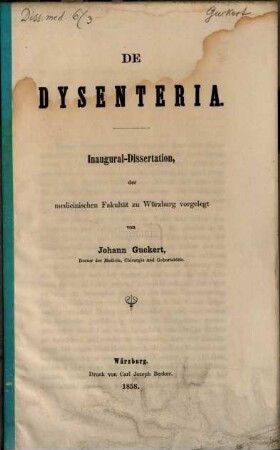 De dysenteria : Inaugural-Disseratation