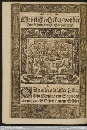 Christliche Gebet vor der Empfahung des H. Sacraments
