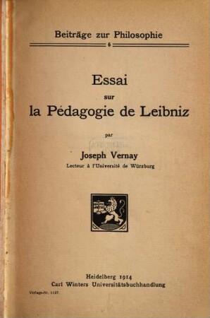 Essai sur la pédagogie de Leibniz