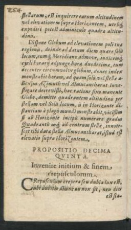 Propositio Decima Quinta. Invenire initium & finem crepusculorum.