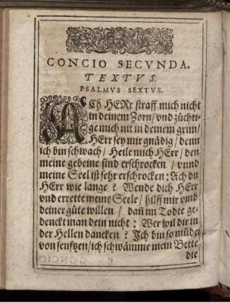 Concio Secunda. Textus. Psalmus Sextus