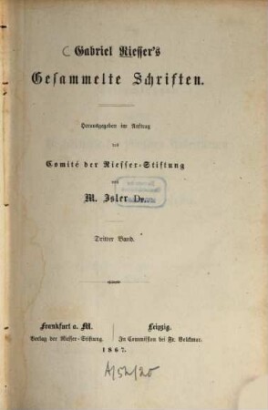 Gabriel Riesser's gesammelte Schriften, 3