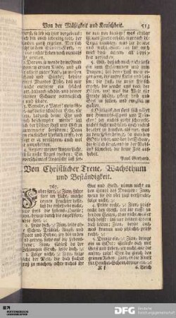 Von Christlicher Treue, Wachsthum und Beständigkeit.
