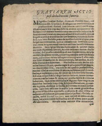Gratiarum Actio post deductionem funeris.