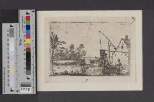 [Landschaft mit Brücke und Gehöft]