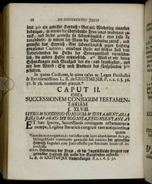 Caput II. Circa Successionem Conjugum Testamentariam.