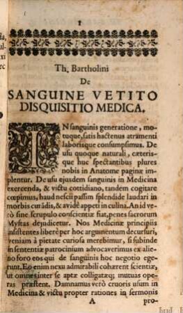 De sanguine vetito disquisitio medica : cum Cl. Salmasii iudicis