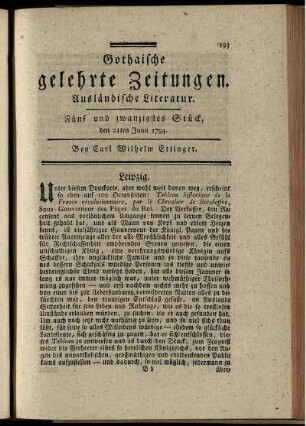 Fünf und zwanzigstes Stück, den 21ten Junii 1794.
