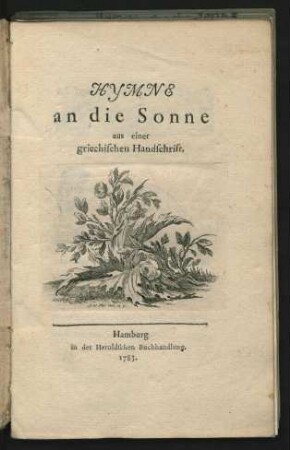 Hymne an die Sonne : aus einer griechischen Handschrift