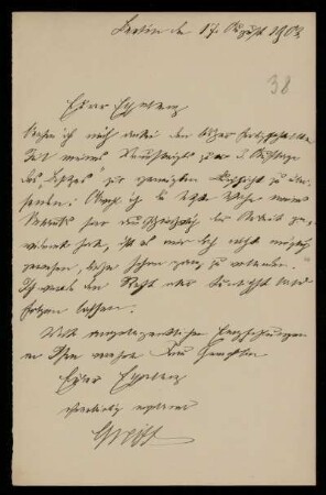 38: Brief von Max Greiff an Gottlieb Planck, Berlin, 17.8.1903