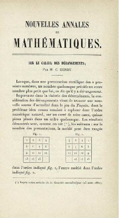 Sur le calcul des dérangements.