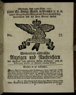 No. 21. Montags, den 24ten May, 1751.