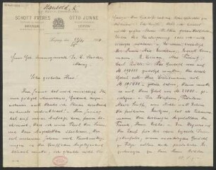 Brief an Ludwig Strecker  und B. Schott's Söhne : 23.11.1900