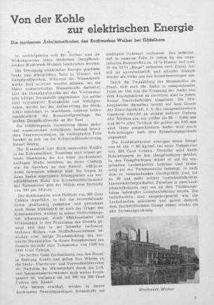 Von der Kohle zur elektrischen Energie