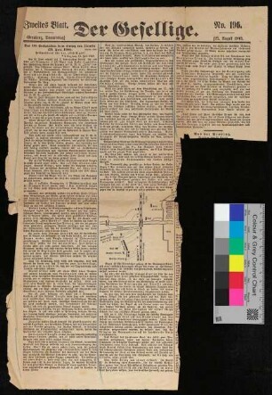 "Der Gesellige", 23.08.1900, No. 196, zweites Blatt: "Das III. Seebataillon beim Einsatz von [Zientjin] (23. Juni 1900) - Feldpostbrief für den "Geselligen", Tsingtau, 14. Juli 1900"