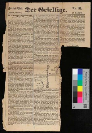 "Der Gesellige", 23.08.1900, No. 196, zweites Blatt: "Das III. Seebataillon beim Einsatz von [Zientjin] (23. Juni 1900) - Feldpostbrief für den "Geselligen", Tsingtau, 14. Juli 1900"