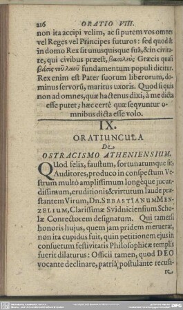 Oratio IX. Oratiuncula De Ostracismo Atheniensium