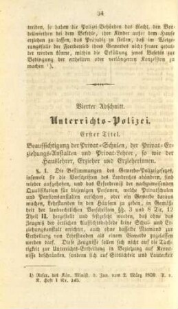 Vierter Abschnitt. Unterrichts-Polizei
