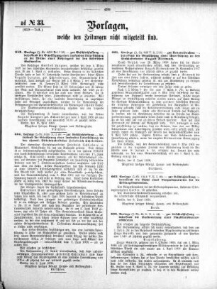 Anlage: ad No.33 (659-703.), Vorlagen, welche den Zeitungen nicht mitgeteilt sind
