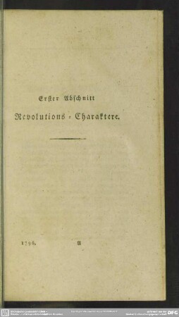 Erster Abschnitt. Revolutions-Charaktere