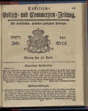 14tes Stueck, Montag den 3ten April 1797