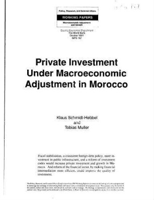 Private investment under macroeconomic adjustment in Morocco